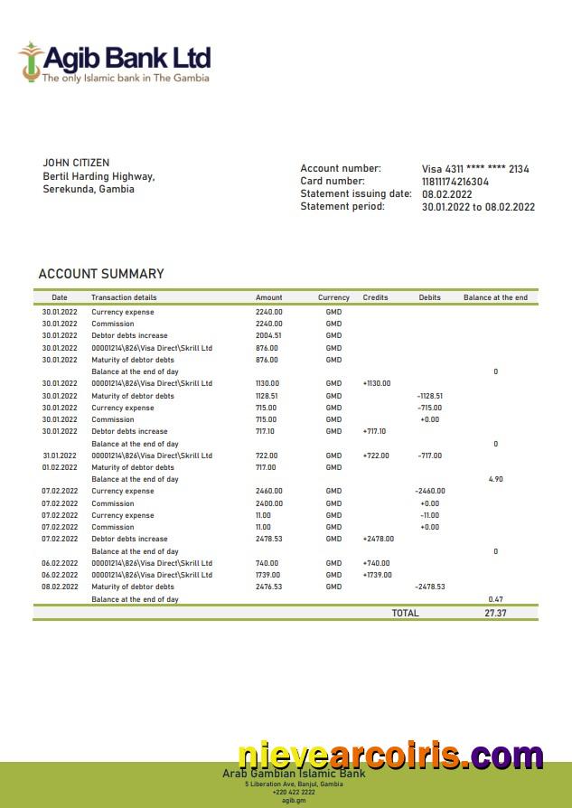 Gambia Arab Gambian Islamic Bank statement.doc